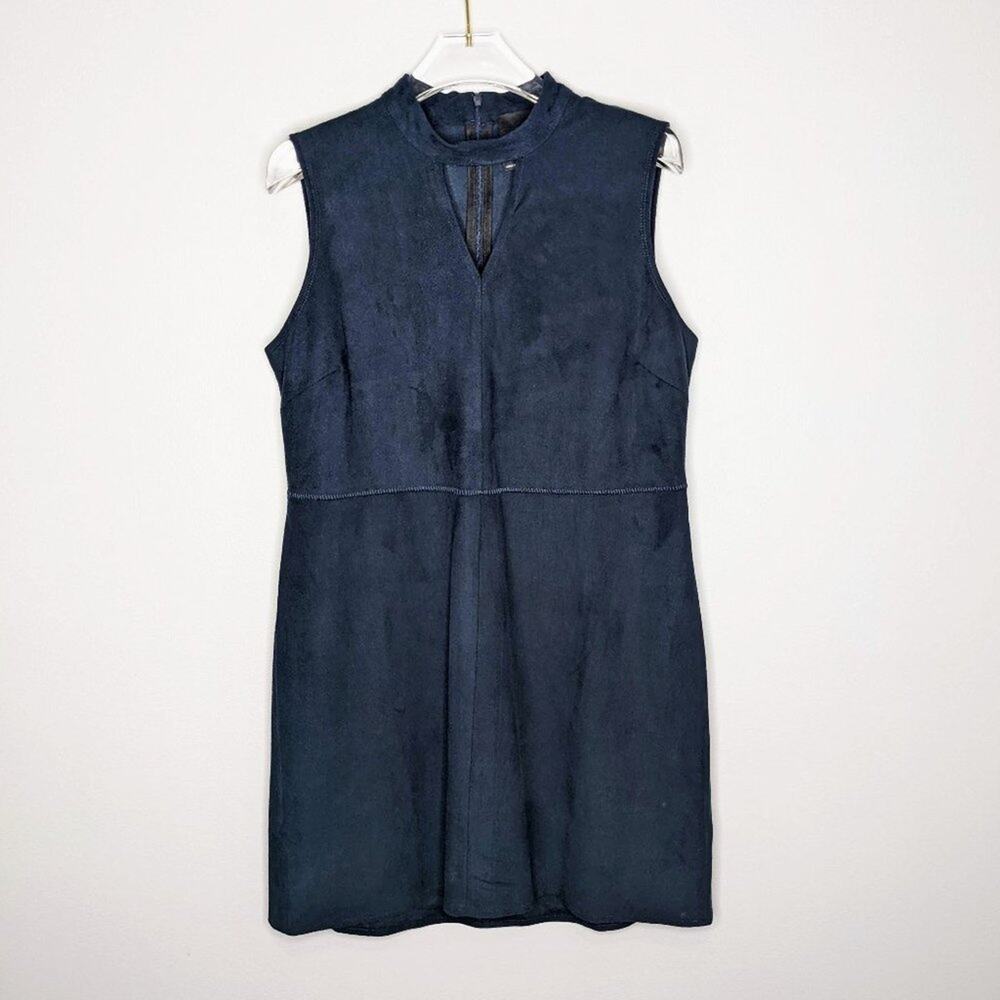 Lysse Navy Blue Sleevless Faux Suede Cutout Mini Dress Size M